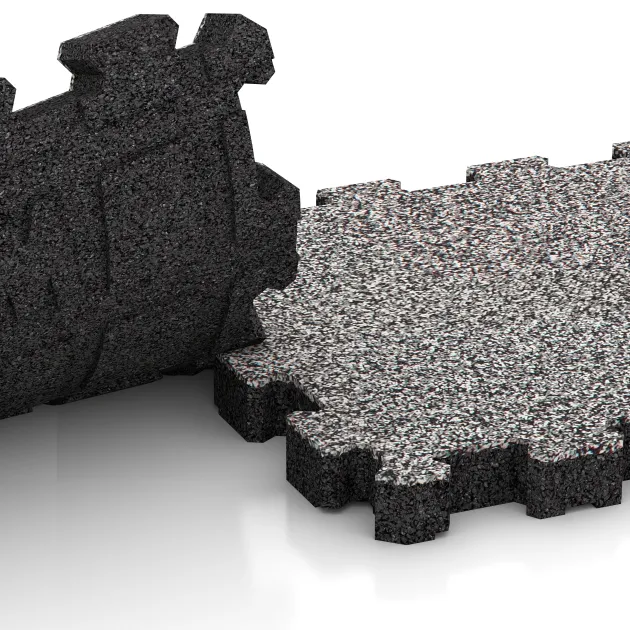 Großaufnahme vom Verbindungssystem von WARCO-Boden 5227 - Poolfliese Fugenlos im Farbdesign Grau Melange. Abmessungen 306 x 306 x 30 mm.