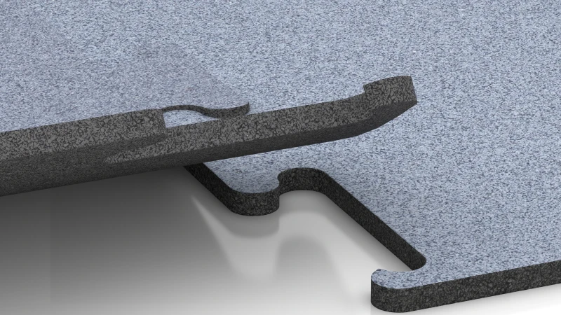 Connexion puzzle découpée sans chanfrein