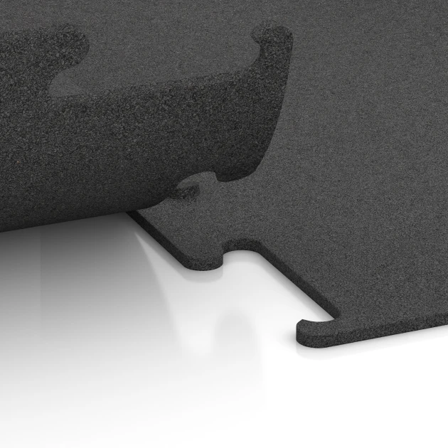 Le gros plan sur le système de connexion des revêtements de sol WARCO 3749 - Fitness Performance Elite Revêtement Sportif en couleur Anthracite. Les dimensions 50 x 50 x 1 cm | 0,25 m².