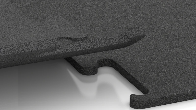 Ausgeschnittene Puzzleverbindung ohne Fase