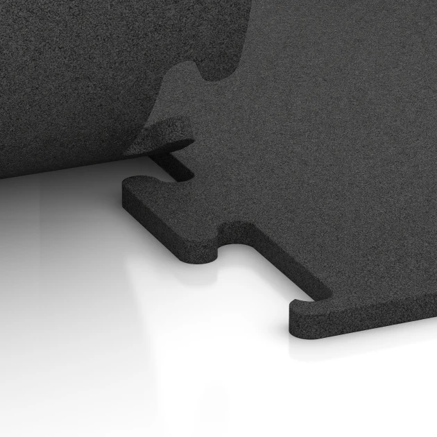 Le gros plan sur le système de connexion des revêtements de sol WARCO 3751 - Fitness Performance Elite Revêtement Sportif en couleur Anthracite. Les dimensions 50 x 50 x 2 cm | 0,25 m².