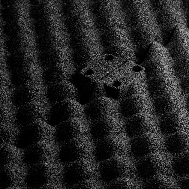 Le gros plan sur le système de connexion des revêtements de sol WARCO 3782 - Revêtement sportif Fitness Performance Impact en couleur Anthracite. Les dimensions 100 × 100 × 3 cm.