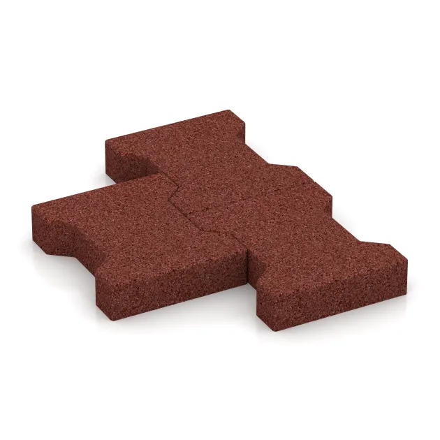 Le gros plan sur le système de connexion des revêtements de sol WARCO 3846 - Pavé souple de trottoir en couleur Rouge brique. Les dimensions 200 x 165 x 43 mm.