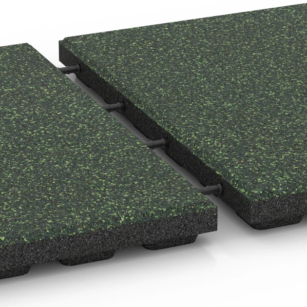 Le gros plan sur le système de connexion des revêtements de sol WARCO 6424 - Dalle amortissante – 120 cm en couleur Gazon anglais. Les dimensions 50 x 50 x 4 cm.