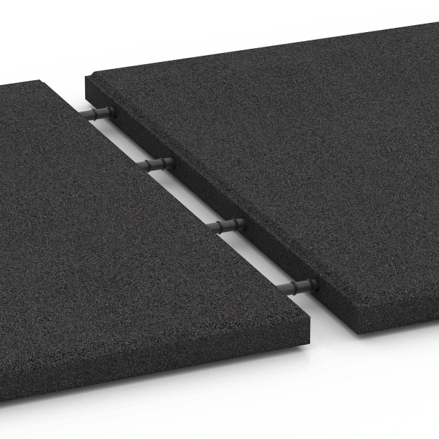 Großaufnahme vom Verbindungssystem von WARCO-Boden 6178 - Terrassenplatte Classic im Farbdesign Anthrazit. Abmessungen 50 x 50 x 3 cm.