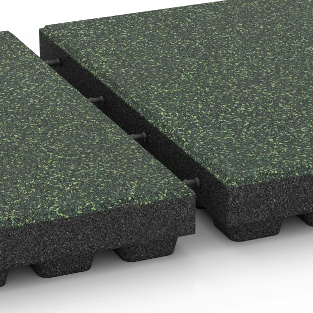 Le gros plan sur le système de connexion des revêtements de sol WARCO 6442 - Dalle amortissante – 210 cm en couleur Gazon anglais. Les dimensions 50 x 50 x 7 cm.