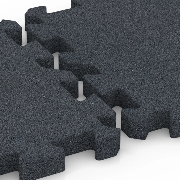 Le gros plan sur le système de connexion des revêtements de sol WARCO 6983 - Dalles de terrain multisport en couleur Gris ardoise. Les dimensions 50 x 50 x 4 cm | 0,25 m².