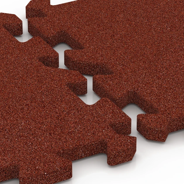 Le gros plan sur le système de connexion des revêtements de sol WARCO 6988 - Dalle de sol fitness en couleur Rouge brique. Les dimensions 50 x 50 x 3 cm | 0,25 m².