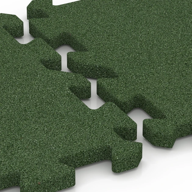 Großaufnahme vom Verbindungssystem von WARCO-Boden 6614 - Poolunterlage im Farbdesign Grasgrün. Abmessungen 50 x 50 x 3 cm | 0,25 m².