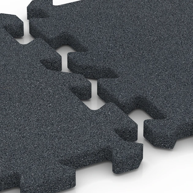 Großaufnahme vom Verbindungssystem von WARCO-Boden 6992 - Fitness Bodenschutzmatte im Farbdesign Schiefergrau. Abmessungen 50 x 50 x 3 cm | 0,25 m².