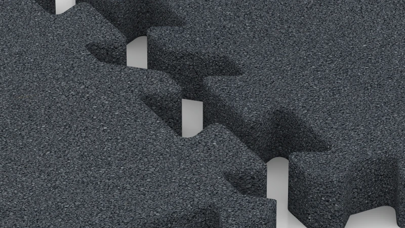 Puzzleverbindung mit leicht gerundeter Fase