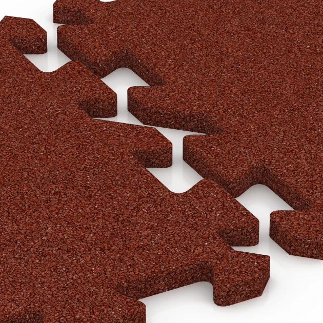 Le gros plan sur le système de connexion des revêtements de sol WARCO 6984 - Dalle de sol fitness en couleur Rouge brique. Les dimensions 50 x 50 x 2 cm | 0,25 m².