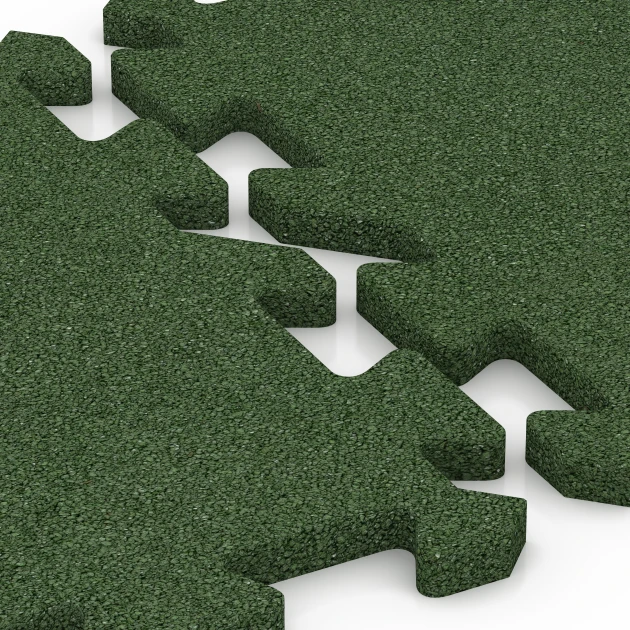 Großaufnahme vom Verbindungssystem von WARCO-Boden 6985 - Fitness Bodenschutzmatte im Farbdesign Grasgrün. Abmessungen 50 x 50 x 2 cm | 0,25 m².