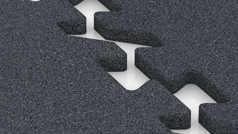 Connexion puzzle avec chanfrein légèrement arrondi