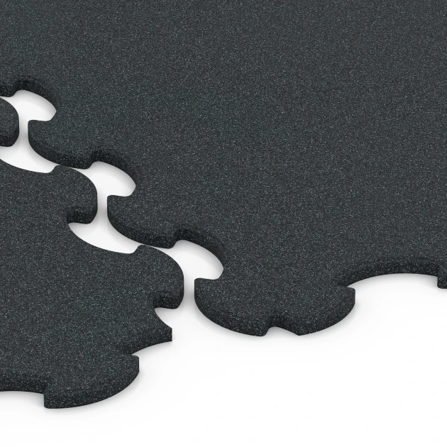 Le gros plan sur le système de connexion des revêtements de sol WARCO 6376 - Tapis de Protection Fitness en couleur Anthracite. Les dimensions 102,5 x 102,5 x 1,5 cm | 1,05 m².