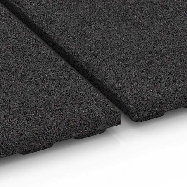 Großaufnahme vom Verbindungssystem von WARCO-Boden 6383 - Stallmatte Komfort im Farbdesign Anthrazit. Abmessungen 100 x 100 x 4 cm.