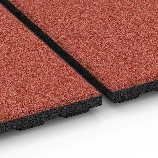 Le gros plan sur le système de connexion des revêtements de sol WARCO 6384 - Tapis d’écurie Confort en couleur Rouge brique. Les dimensions 100 x 100 x 4 cm | 1,00 m².