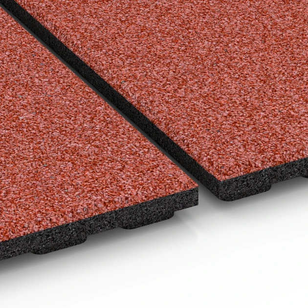 Le gros plan sur le système de connexion des revêtements de sol WARCO 6386 - Tapis d’écurie Confort en couleur Rouge brique. Les dimensions 100 x 50 x 4 cm | 0,50 m².