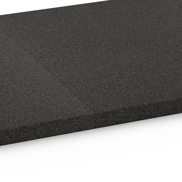 Großaufnahme vom Verbindungssystem von WARCO-Boden 6483 - Funktionsplatte Kl. 3 im Farbdesign Anthrazit. Abmessungen 52 x 52 x 2,7 cm.