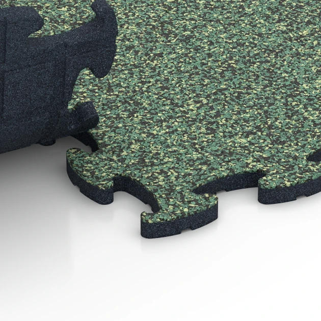 Le gros plan sur le système de connexion des revêtements de sol WARCO 6897 - Sol agility intérieur chien en couleur Gazon anglais. Les dimensions 44,6 x 44,6 x 1,8 cm.