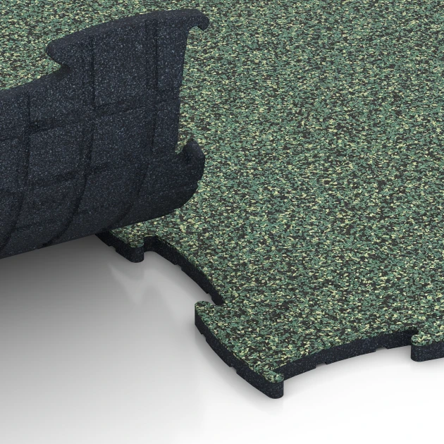 Le gros plan sur le système de connexion des revêtements de sol WARCO 6906 - Sol agility intérieur chien en couleur Gazon anglais. Les dimensions 97,1 x 97,1 × 1,8 cm.