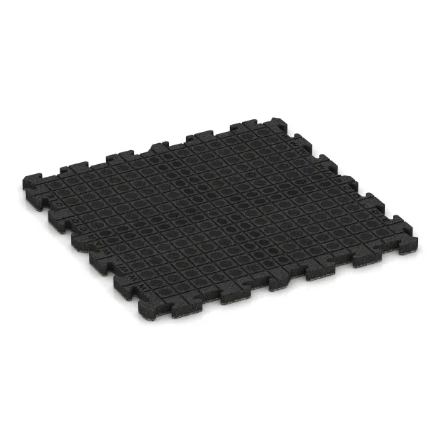 La vue du dessous ou de la face inférieure, c’est-à-dire la face inférieure de la pièce moulée WARCO 3407 - Tapis de Protection Fitness HD au format 1000 x 1000 x 40 mm.