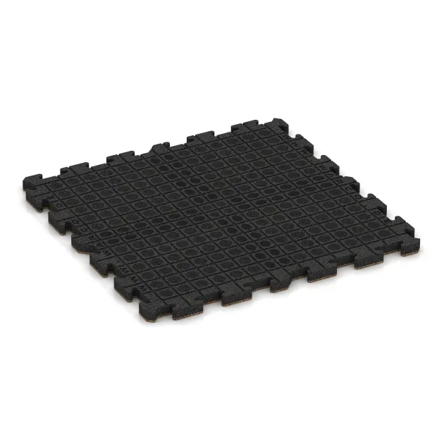 La vue du dessous ou de la face inférieure, c’est-à-dire la face inférieure de la pièce moulée WARCO 3419 - Tapis de Protection Fitness HD au format 1000 x 1000 x 40 mm.
