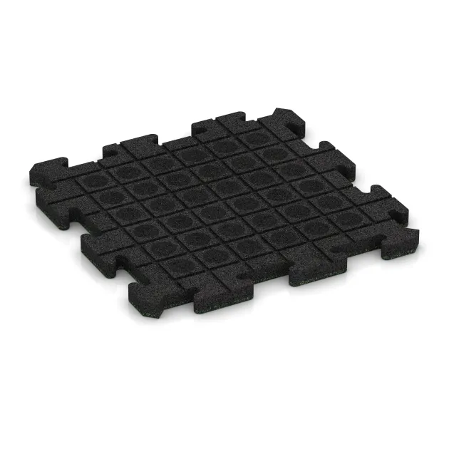 Aufsicht auf die Unterseite, also die Bodenseite von WARCO-Formteil 2630 - Fallschutz-Puzzlematte im Format 500 x 500 x 30 mm.