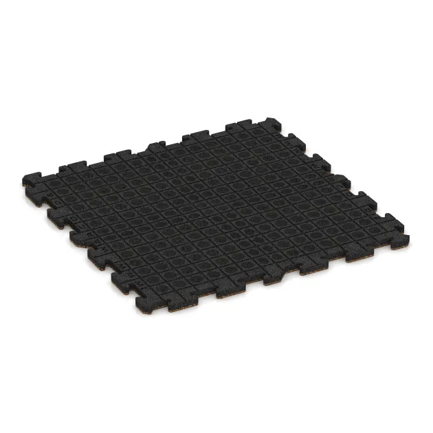 La vue du dessous ou de la face inférieure, c’est-à-dire la face inférieure de la pièce moulée WARCO 3230 - Tapis de Protection Fitness HD au format 1000 x 1000 x 30 mm.