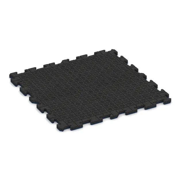 La vue du dessous ou de la face inférieure, c’est-à-dire la face inférieure de la pièce moulée WARCO 5810 - Tapis de Protection Fitness au format 1000 x 1000 x 30 mm.