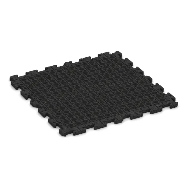 La vue du dessous ou de la face inférieure, c’est-à-dire la face inférieure de la pièce moulée WARCO 3330 - Tapis de Protection Fitness HD au format 1000 x 1000 x 30 mm.