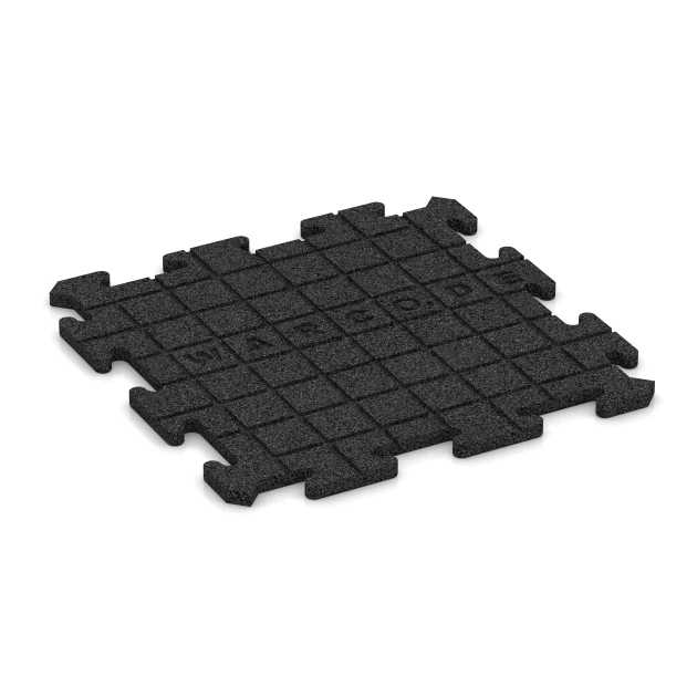 La vue du dessous ou de la face inférieure, c’est-à-dire la face inférieure de la pièce moulée WARCO 4223 - Dalle sportive 1,8 cm au format 50 x 50 x 1,8 cm | 0,25 m².