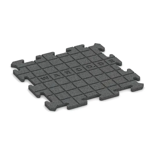 Aufsicht auf die Unterseite, also die Bodenseite von WARCO-Formteil 3917 - Spielmatte im Format 500 x 500 x 18 mm.