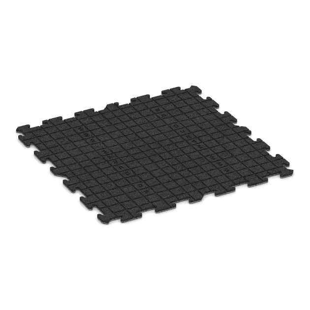 La vue du dessous ou de la face inférieure, c’est-à-dire la face inférieure de la pièce moulée WARCO 4598 - Dalle sportive 1,8 cm au format 1000 x 1000 x 18 mm.