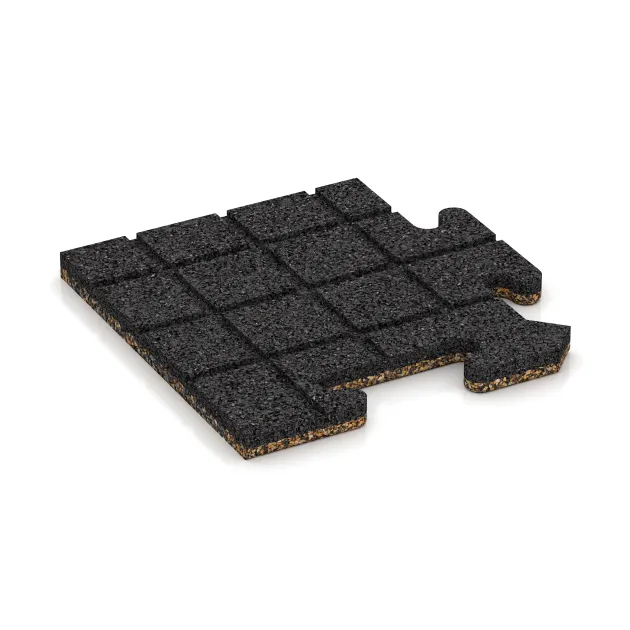 La vue du dessous ou de la face inférieure, c’est-à-dire la face inférieure de la pièce moulée WARCO 4733 - Dalle d’angle HD au format 235 x 235 x 18 mm.