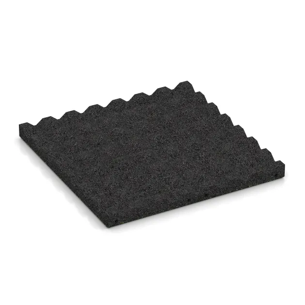 Aufsicht auf die Unterseite, also die Bodenseite von WARCO-Formteil 5344 - Fallschutzplatte im Format 500 x 500 x 40 mm.