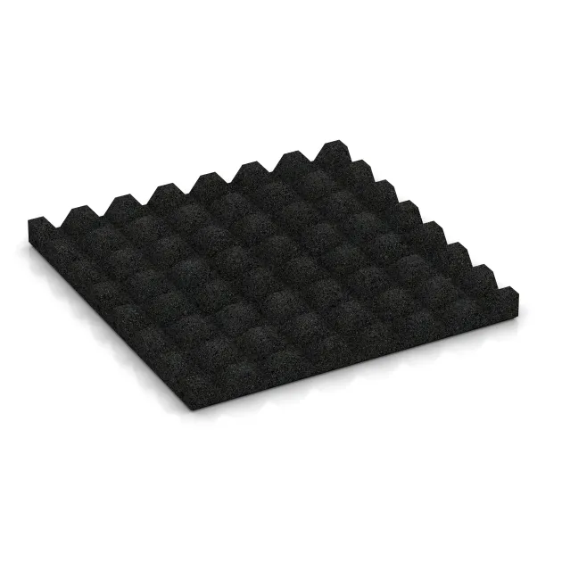 Aufsicht auf die Unterseite, also die Bodenseite von WARCO-Formteil 0616 - Wandschutzplatte im Format 500 x 500 x 40 mm.