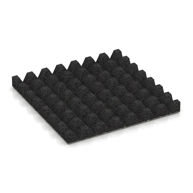 Aufsicht auf die Unterseite, also die Bodenseite von WARCO-Formteil 5350 - Fallschutzplatte im Format 500 x 500 x 50 mm.
