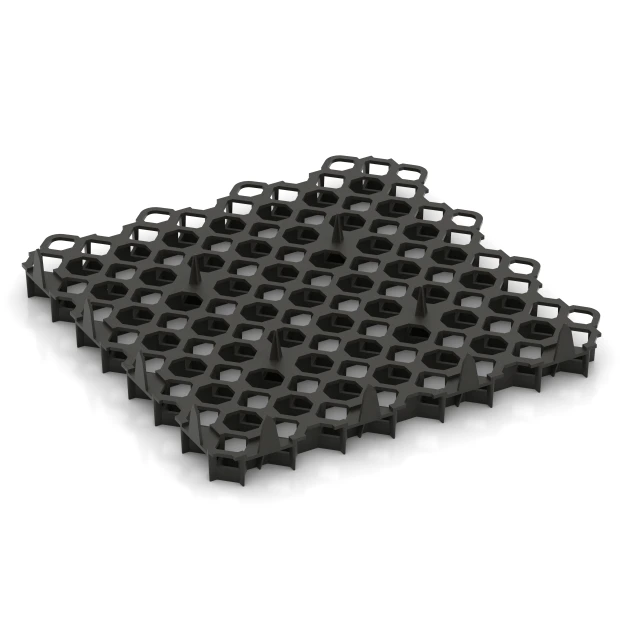 Aufsicht auf die Unterseite, also die Bodenseite von WARCO-Formteil 5207 - Kunststoff-Wabengitter im Format 47,6 × 47,6 × 4 cm | 0,226 m².
