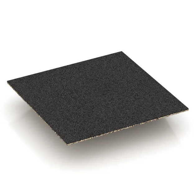 Aufsicht auf die Unterseite, also die Bodenseite von WARCO-Formteil 3822 - Eck-Platte (zwei Seiten abgeschrägt) im Format 500 x 500 x 100 mm.