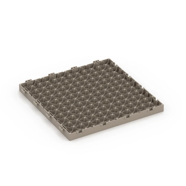 Aufsicht auf die Unterseite, also die Bodenseite von WARCO-Formteil 6351 - Mosaik – Klickfliese im Format 30 x 30 x 2 cm.