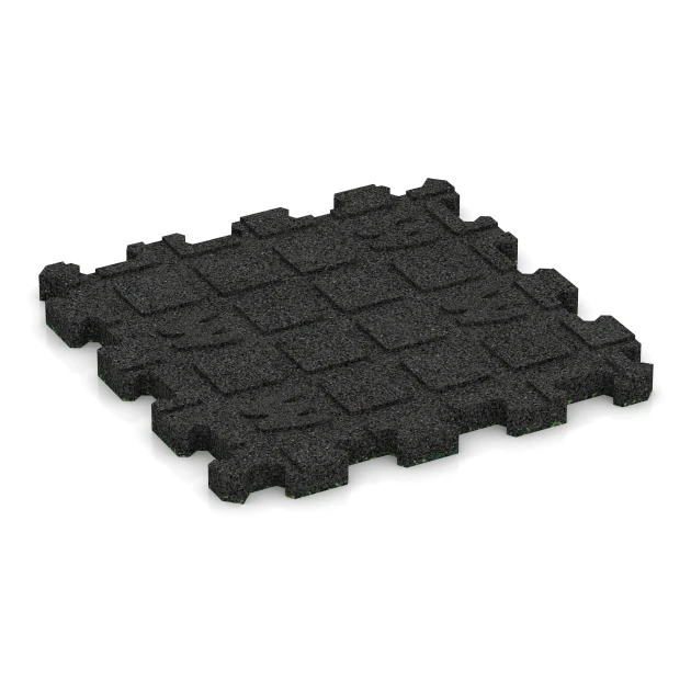 La vue du dessous ou de la face inférieure, c’est-à-dire la face inférieure de la pièce moulée WARCO 3723 - Tapis de Fitness Premium 2 cm au format 30,6 x 30,6 x 2 cm | 0,094 m².