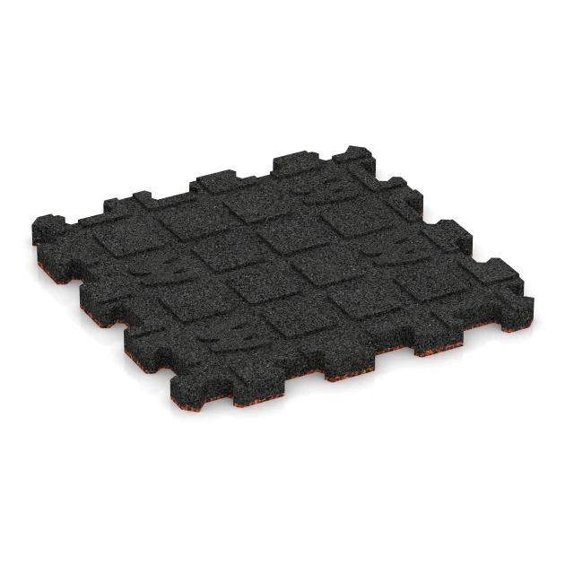La vue du dessous ou de la face inférieure, c’est-à-dire la face inférieure de la pièce moulée WARCO 3722 - Tapis de Fitness Premium 2 cm au format 30,6 x 30,6 x 2 cm | 0,094 m².
