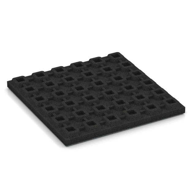Aufsicht auf die Unterseite, also die Bodenseite von WARCO-Formteil 6189 - Hunde-Liegematte im Format 50 x 50 x 4 cm.