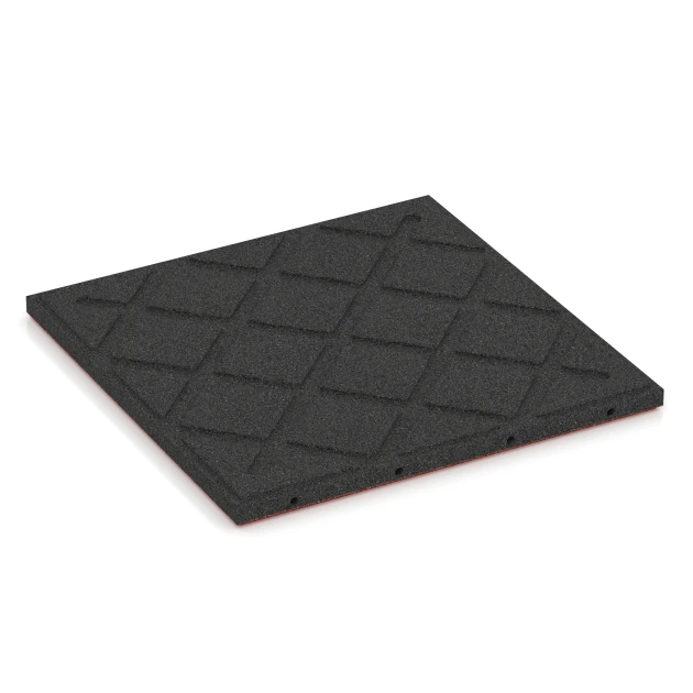 Aufsicht auf die Unterseite, also die Bodenseite von WARCO-Formteil 6179 - Terrassenplatte Classic im Format 50 x 50 x 3 cm.