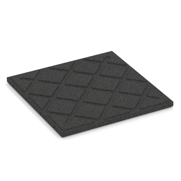La vue du dessous ou de la face inférieure, c’est-à-dire la face inférieure de la pièce moulée WARCO 6415 - Dalle amortissante – 90 cm au format 50 x 50 x 3 cm | 0,25 m².