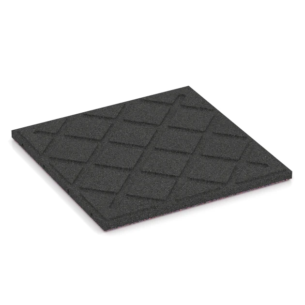 Aufsicht auf die Unterseite, also die Bodenseite von WARCO-Formteil 6418 - Fallschutzplatte – 90 cm im Format 50 x 50 x 3 cm | 0,25 m².