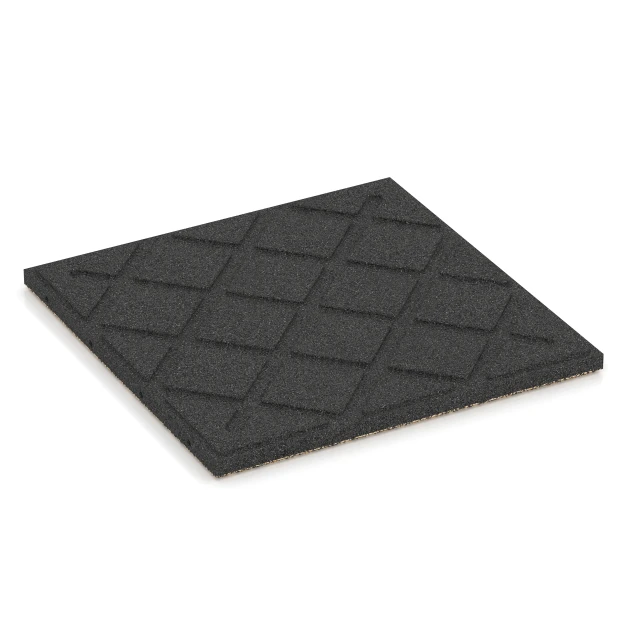 Aufsicht auf die Unterseite, also die Bodenseite von WARCO-Formteil 6419 - Fallschutzplatte – 90 cm im Format 50 x 50 x 3 cm | 0,25 m².