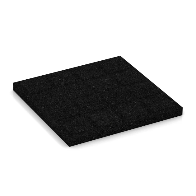 Aufsicht auf die Unterseite, also die Bodenseite von WARCO-Formteil 6253 - Fallschutzplatte – 140 cm im Format 50 x 50 x 4 cm.