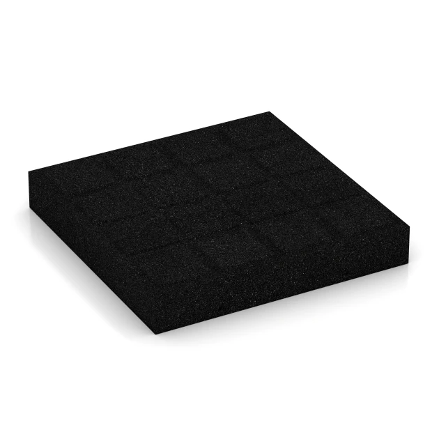 La vue du dessous ou de la face inférieure, c’est-à-dire la face inférieure de la pièce moulée WARCO 6271 - Dalle amortissante – 230 cm au format 50 x 50 x 8 cm.